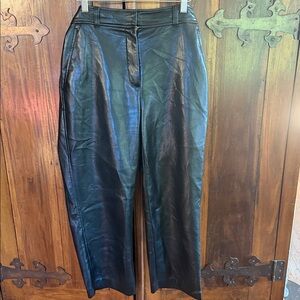 Babaton Black Faux Leather Tapered Crop Pants